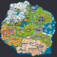 Campfire locations in Fortnite Chapter 3 Season 4 (Image via Fortnite.GG)